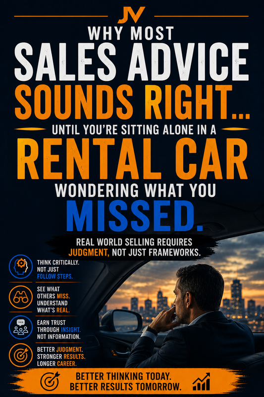 Why Most Sales Advice Sounds Right... Until You're Sitting Alone in a Rental Car Wondering What You Missed
